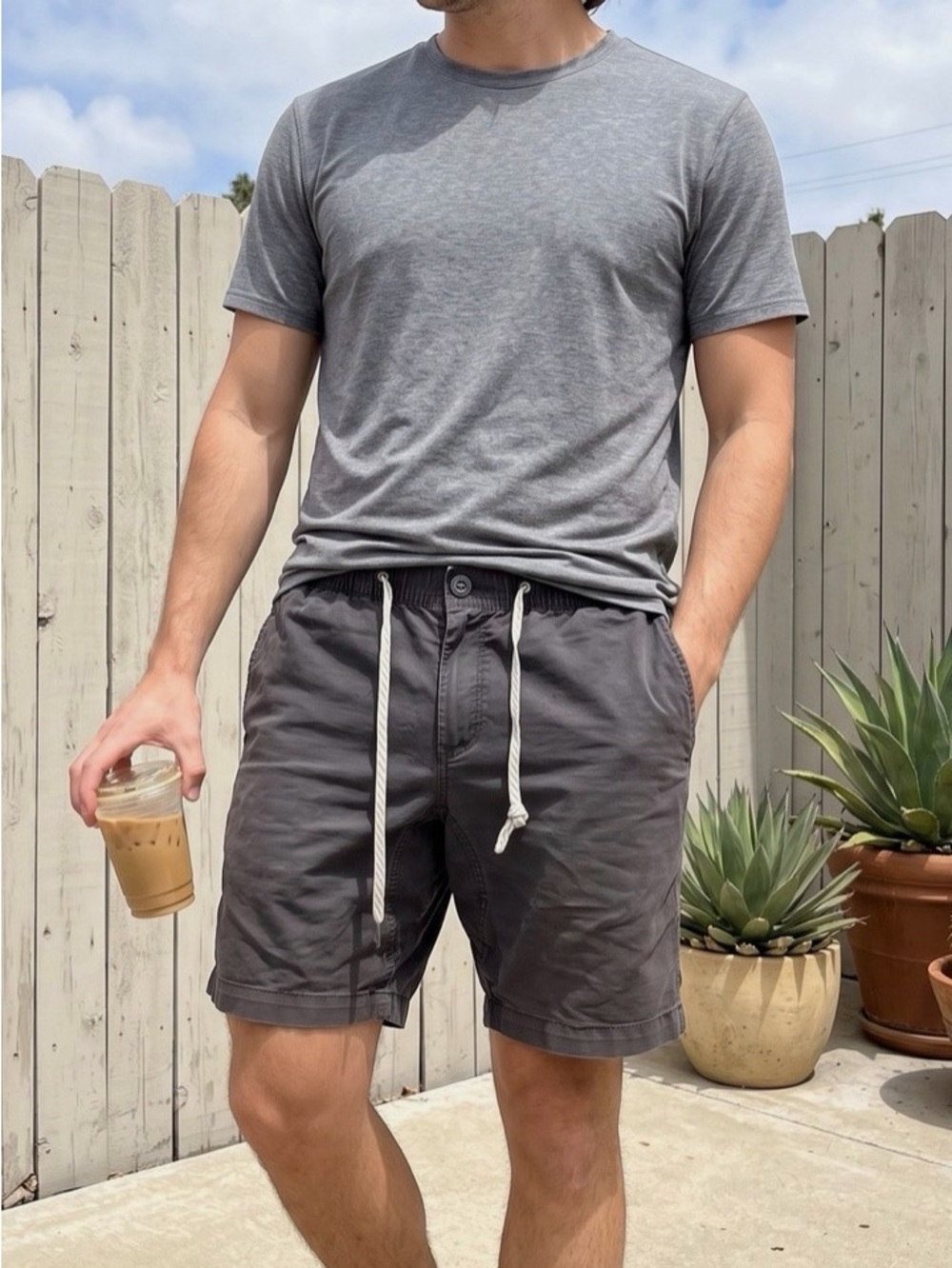 Vuori Gray Drawstring Hybrid Shorts